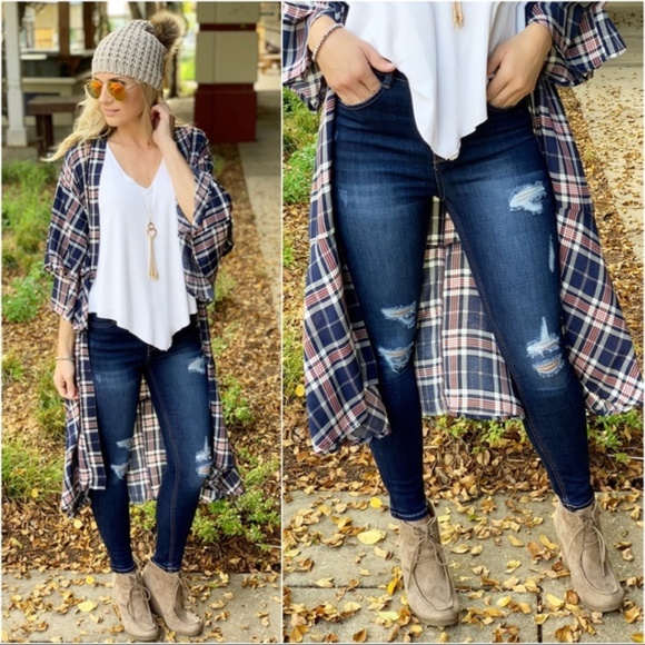 Denim - Dark Denim Mid Rise Butt Lifting Skinny Jeans